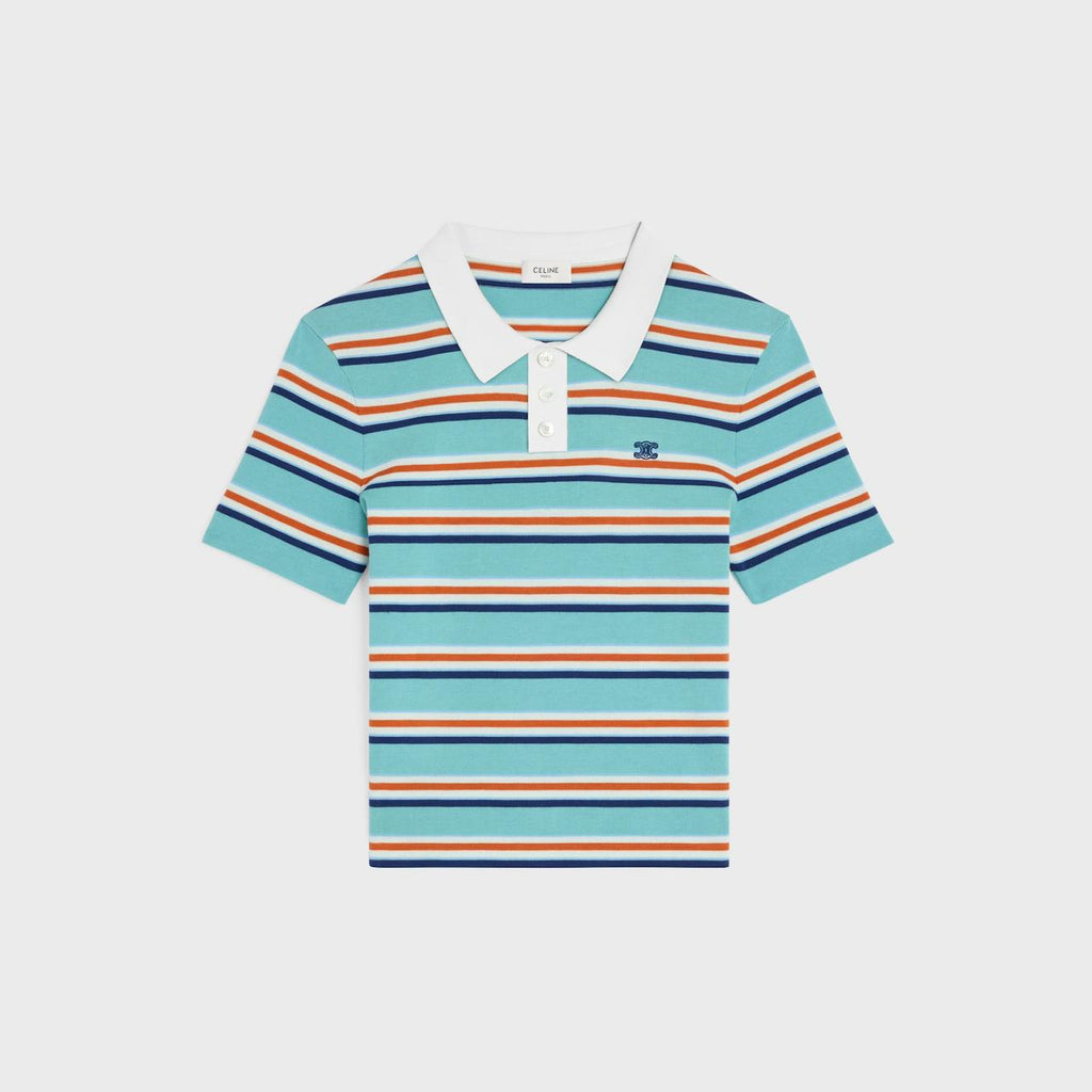 Celine POLO SWEATER IN STRIPED COTTONs