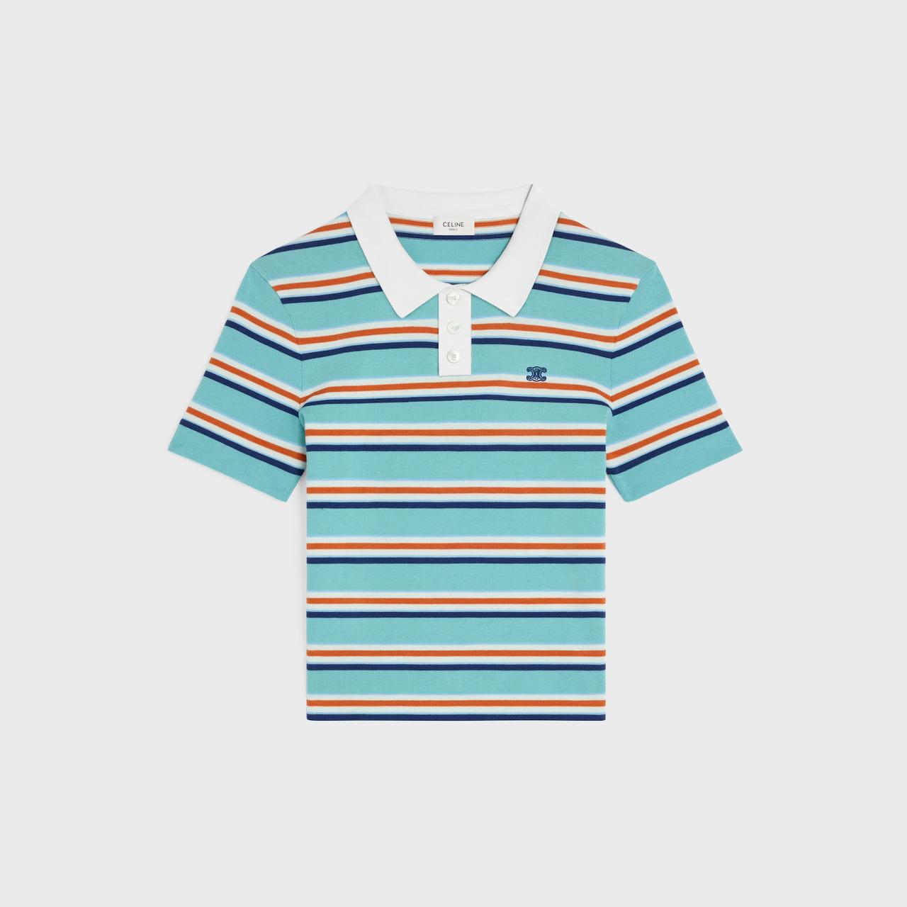 Celine POLO SWEATER IN STRIPED COTTONs