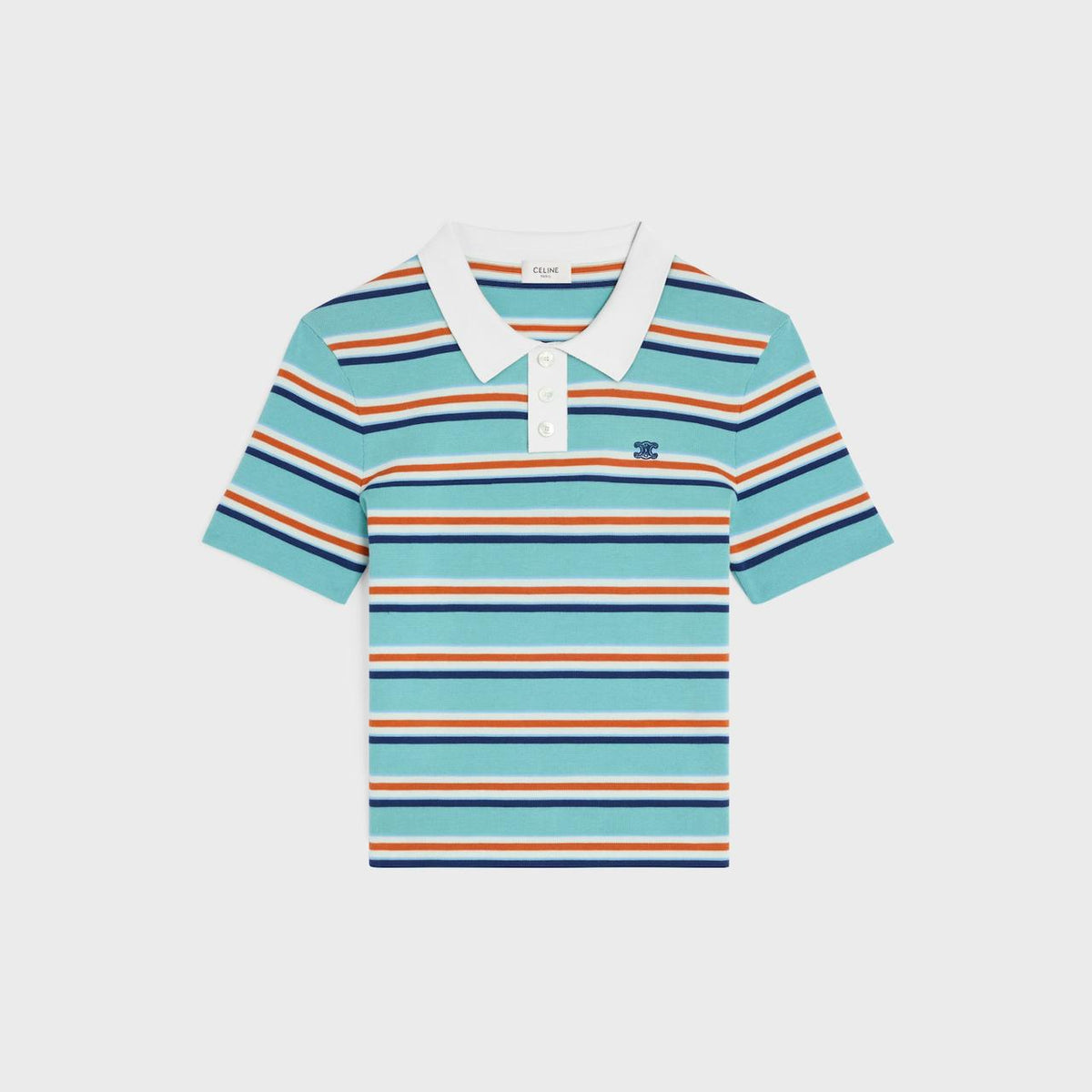 Celine POLO SWEATER IN STRIPED COTTONs
