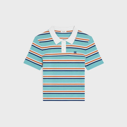 Celine POLO SWEATER IN STRIPED COTTONs