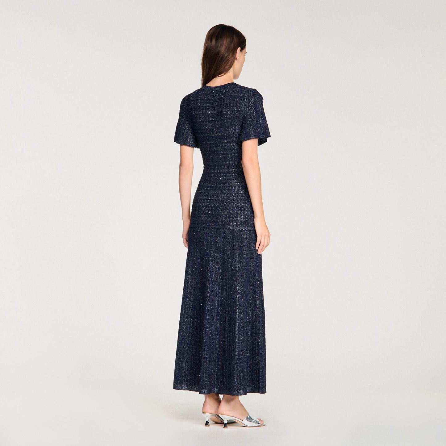 Sandro Diane Rhinestone Knit Maxi Dresss