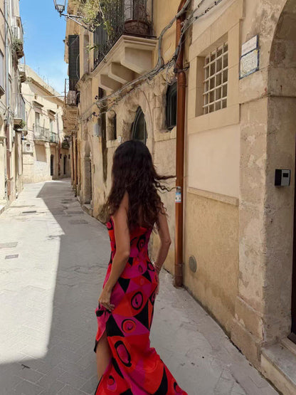 Pucci Pink Printed V-neck Dress