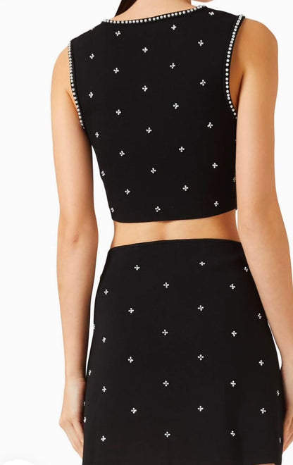 SANDRO Black Lilia Crop Top & Skirt