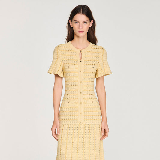 Sandro Diane Rhinestone Knit Maxi Dress