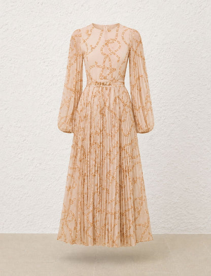 Zimmermann Chain-Print Pleated set in Natural