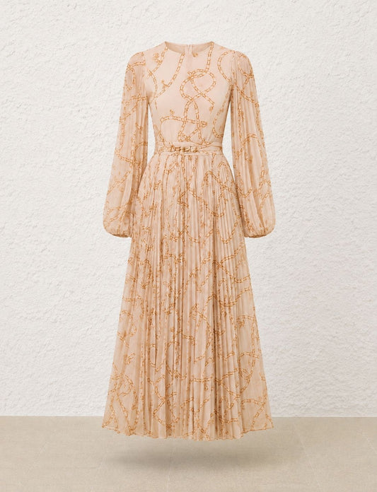 Zimmermann Chain-Print Pleated set in Natural