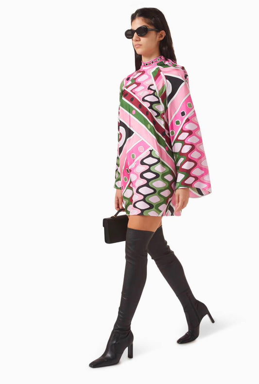 Pucci Pink Printed Mini Dress in Silk Satin