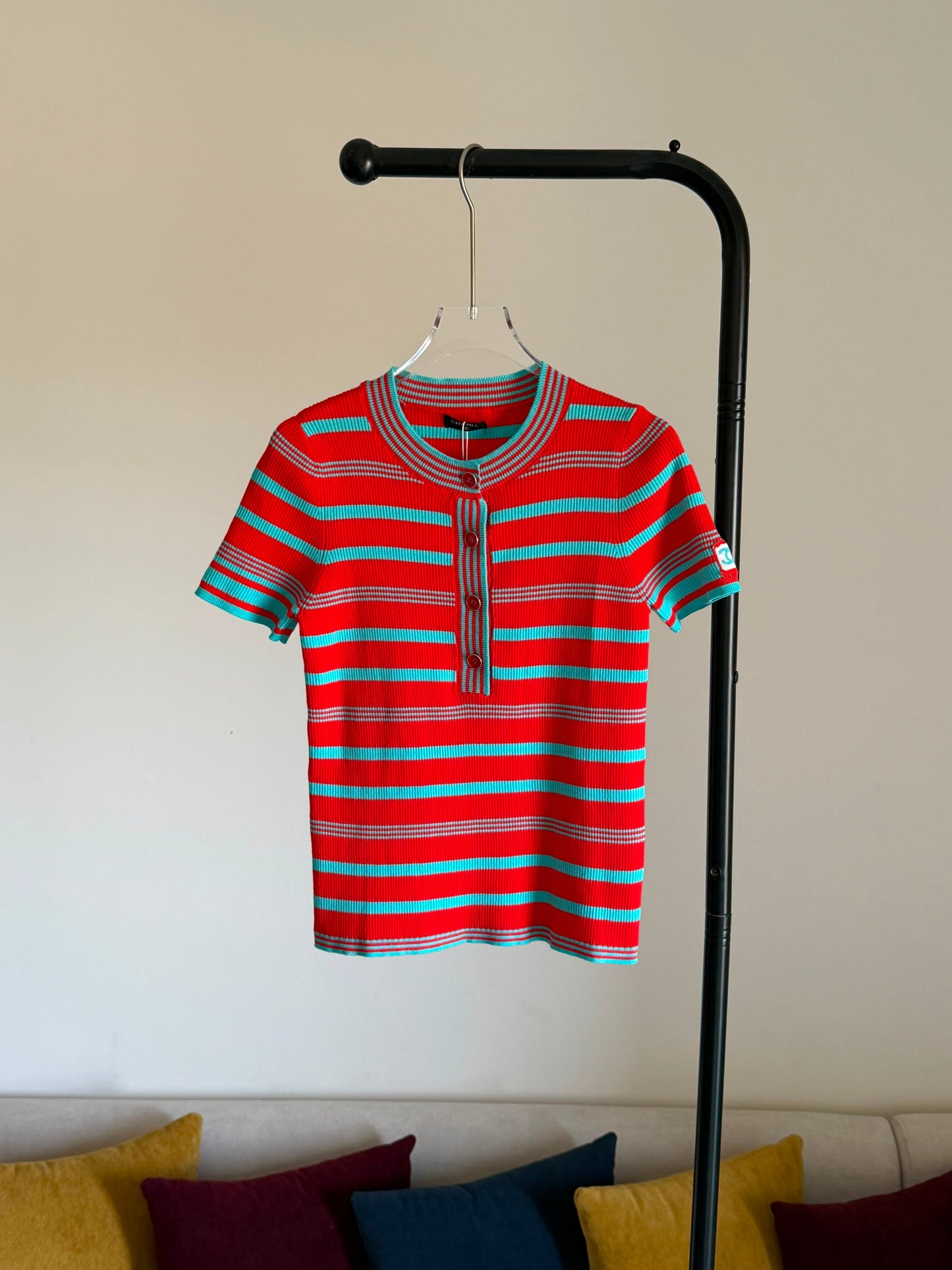 Chanel Top - Cotton, red & turquoise