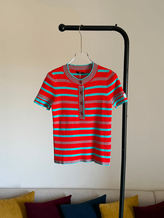 Chanel Top - Cotton, red & turquoise