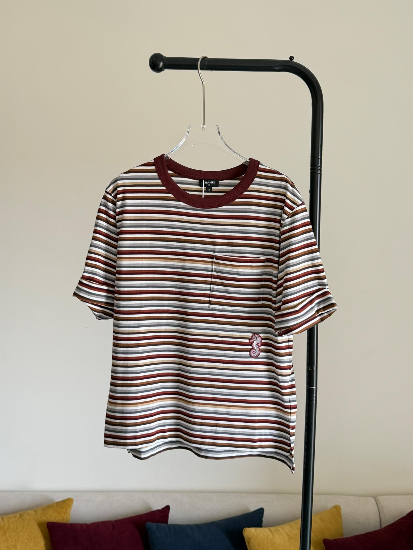 Chanel stripped T-SHIRT Black
