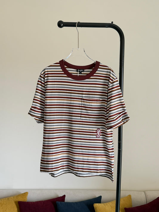 Chanel stripped T-SHIRT Black