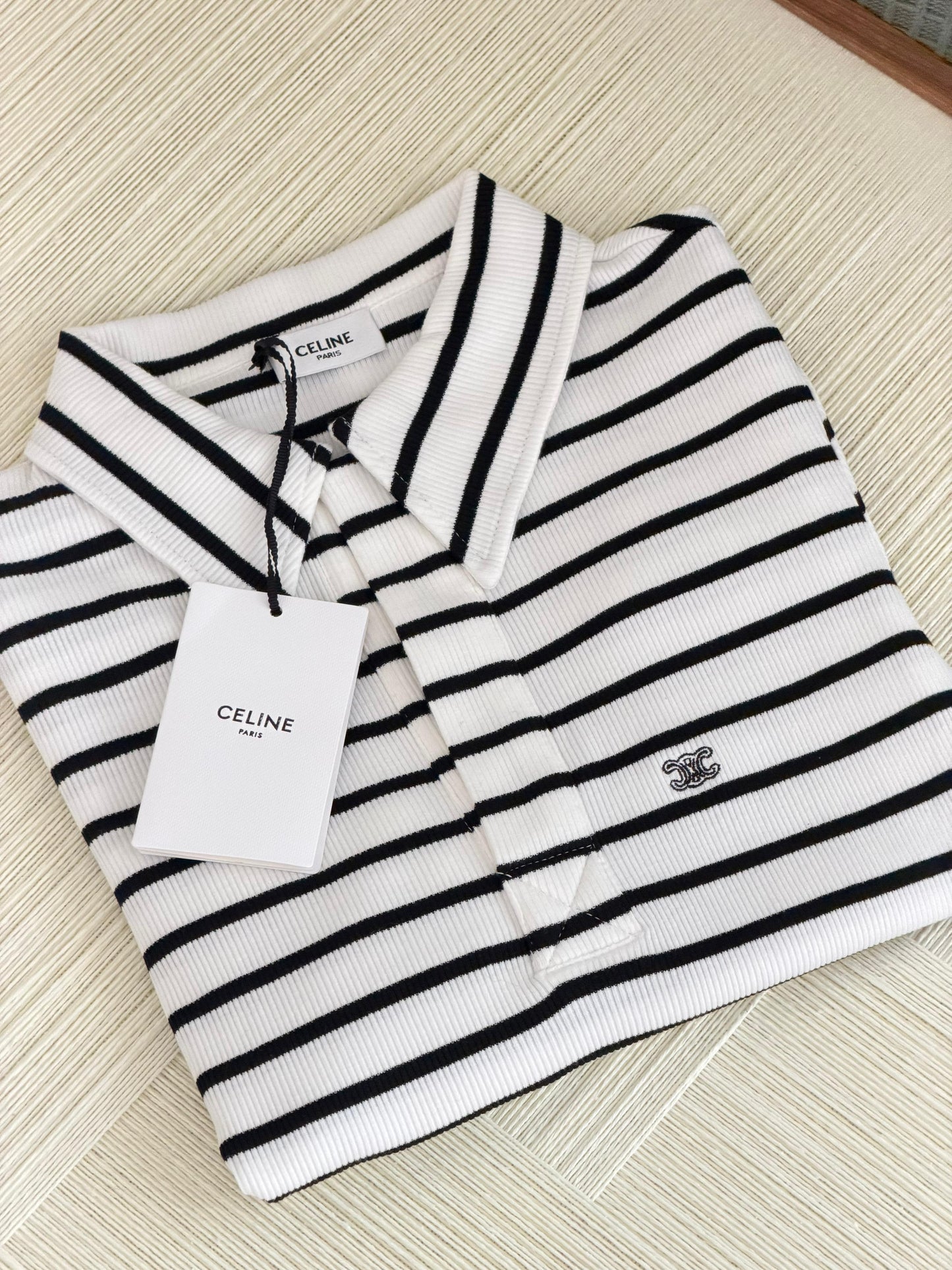 Celine polo shirt IN striped silk jersey