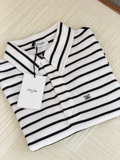 Celine polo shirt IN striped silk jersey