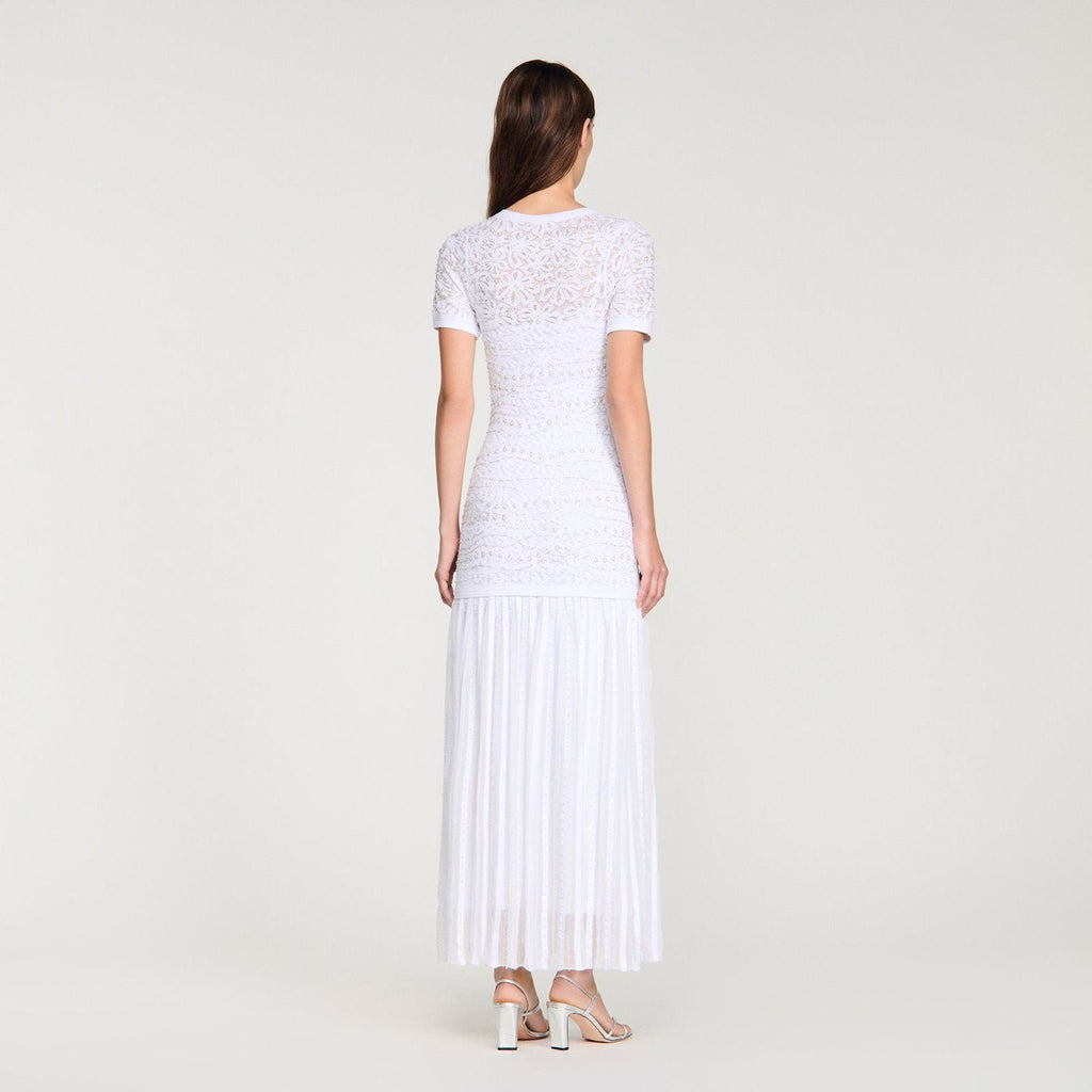 SANDRO bead-embellished Knit Maxi Dress.