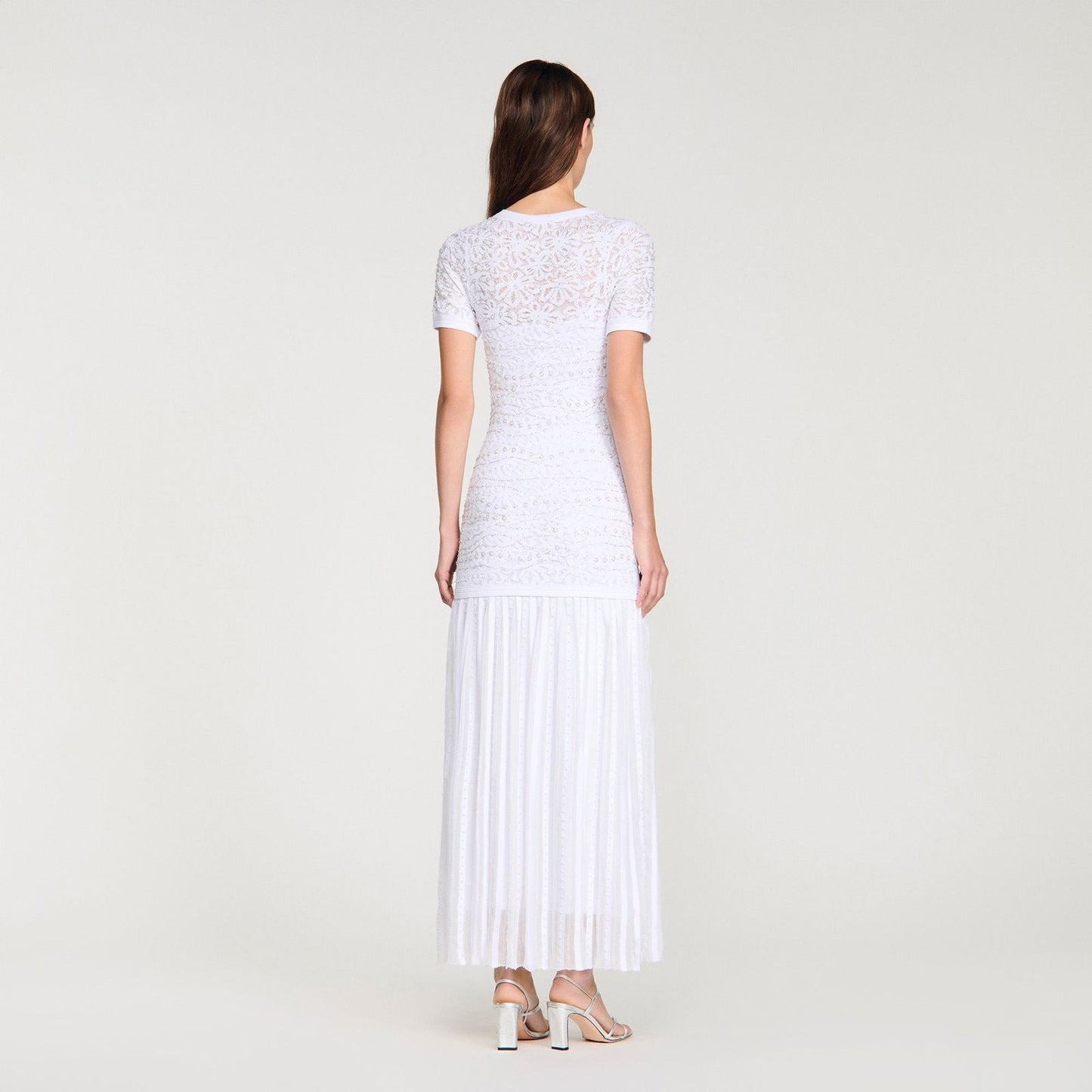 SANDRO bead-embellished Knit Maxi Dress.