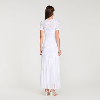 SANDRO bead-embellished Knit Maxi Dress.