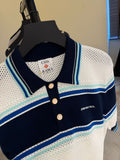 Casablanca open-knit Striped Polo Shirt