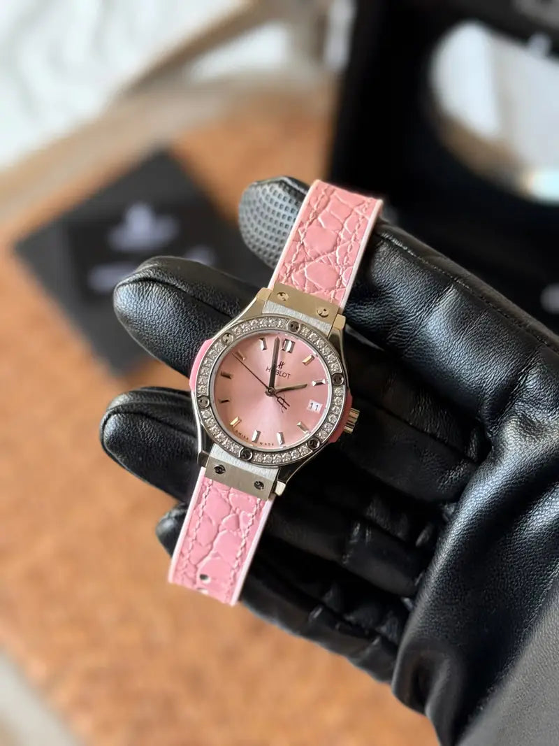 Hublot Classic Fusion Titanium Pink Dial Diamond Watch