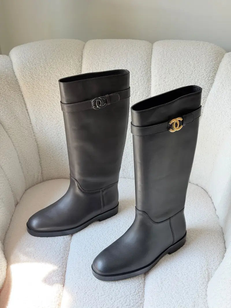 Chanel Knee High Leather Boots
