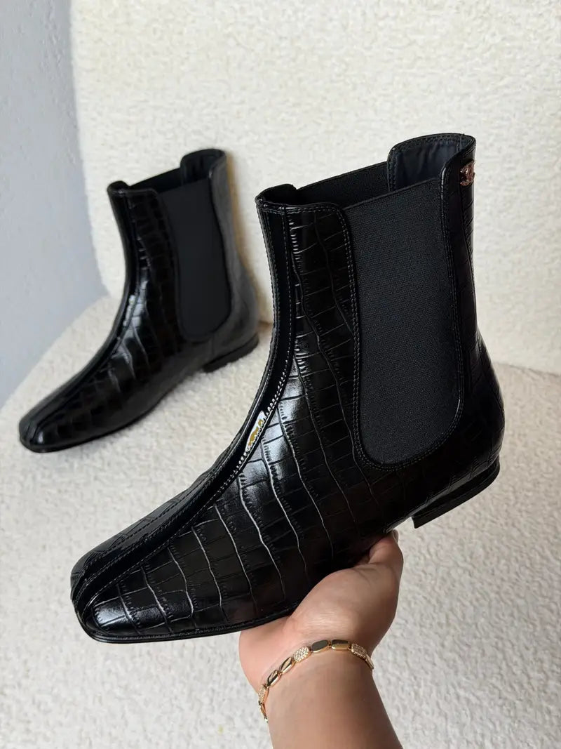 CHANEL Interlocking CC Logo Chelsea Boots