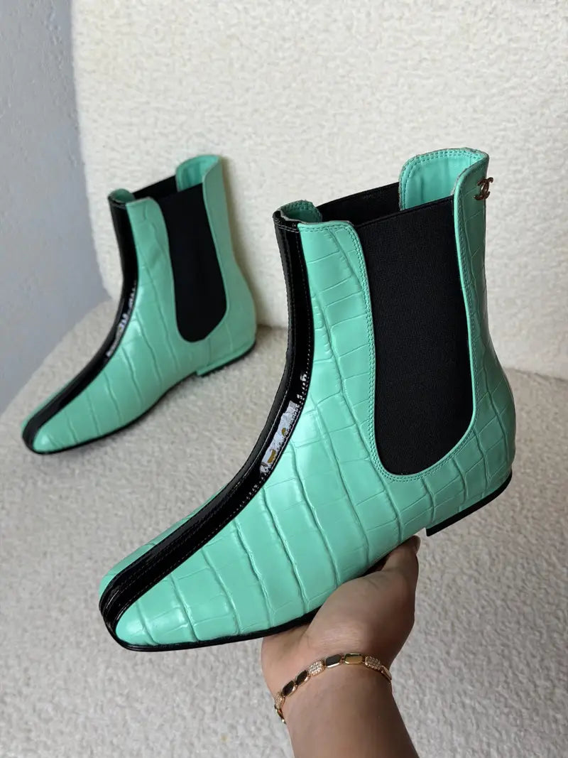 CHANEL Interlocking CC Logo Chelsea Boots