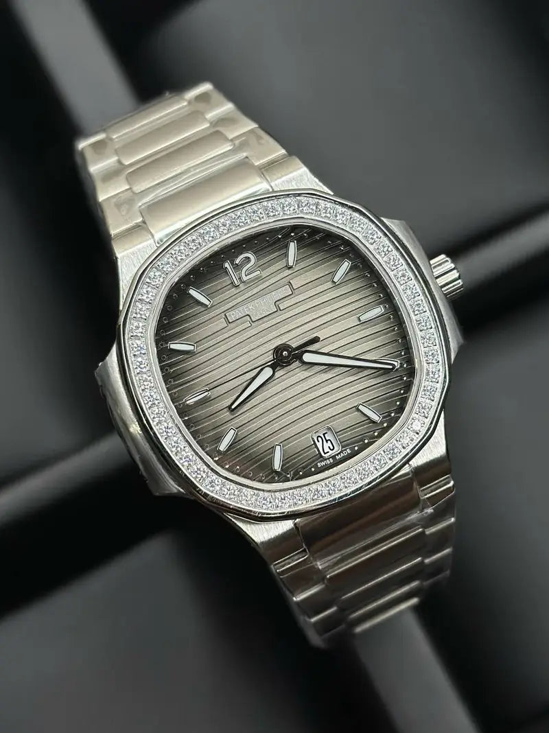Patek Philippe Nautilus Stainless Steel Slate Grey Dial Date Watch