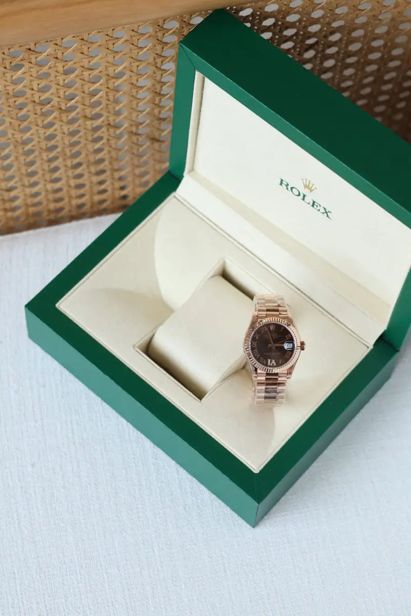 Rolex Datejust Everose Gold Chocolate Diamond Roman Watch