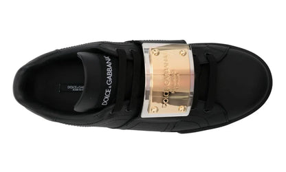 Dolce & Gabbana Portofino Buckle "Black" Designer Leather Sneakers UAE