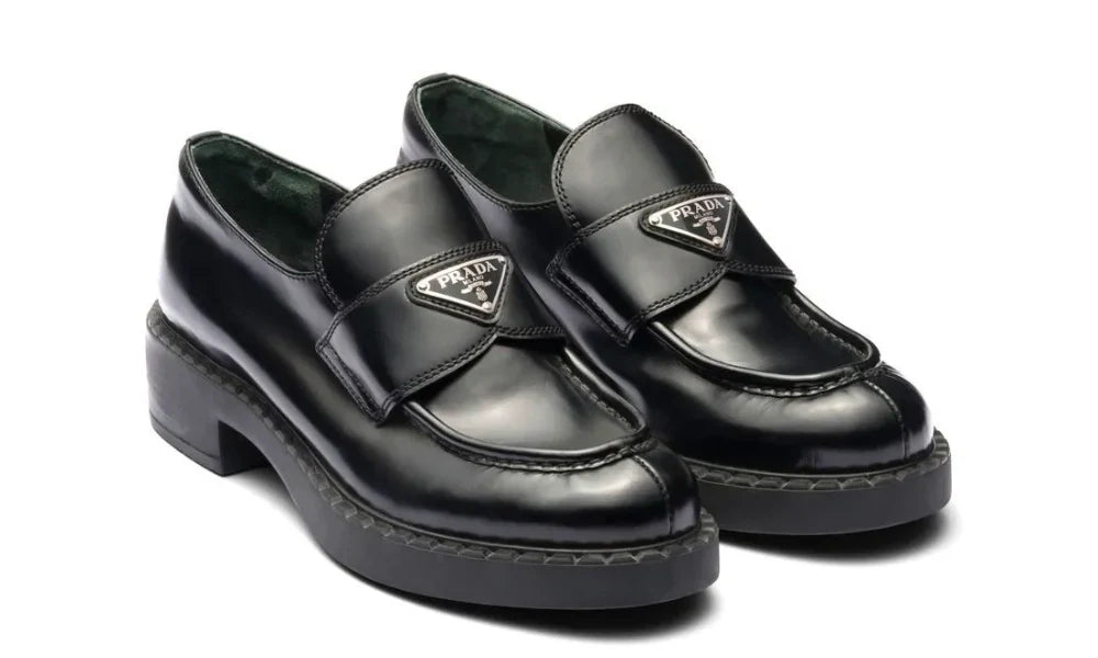 Prada Chocolate Brushed Leather Loafers Premium Formal Loafers UAE