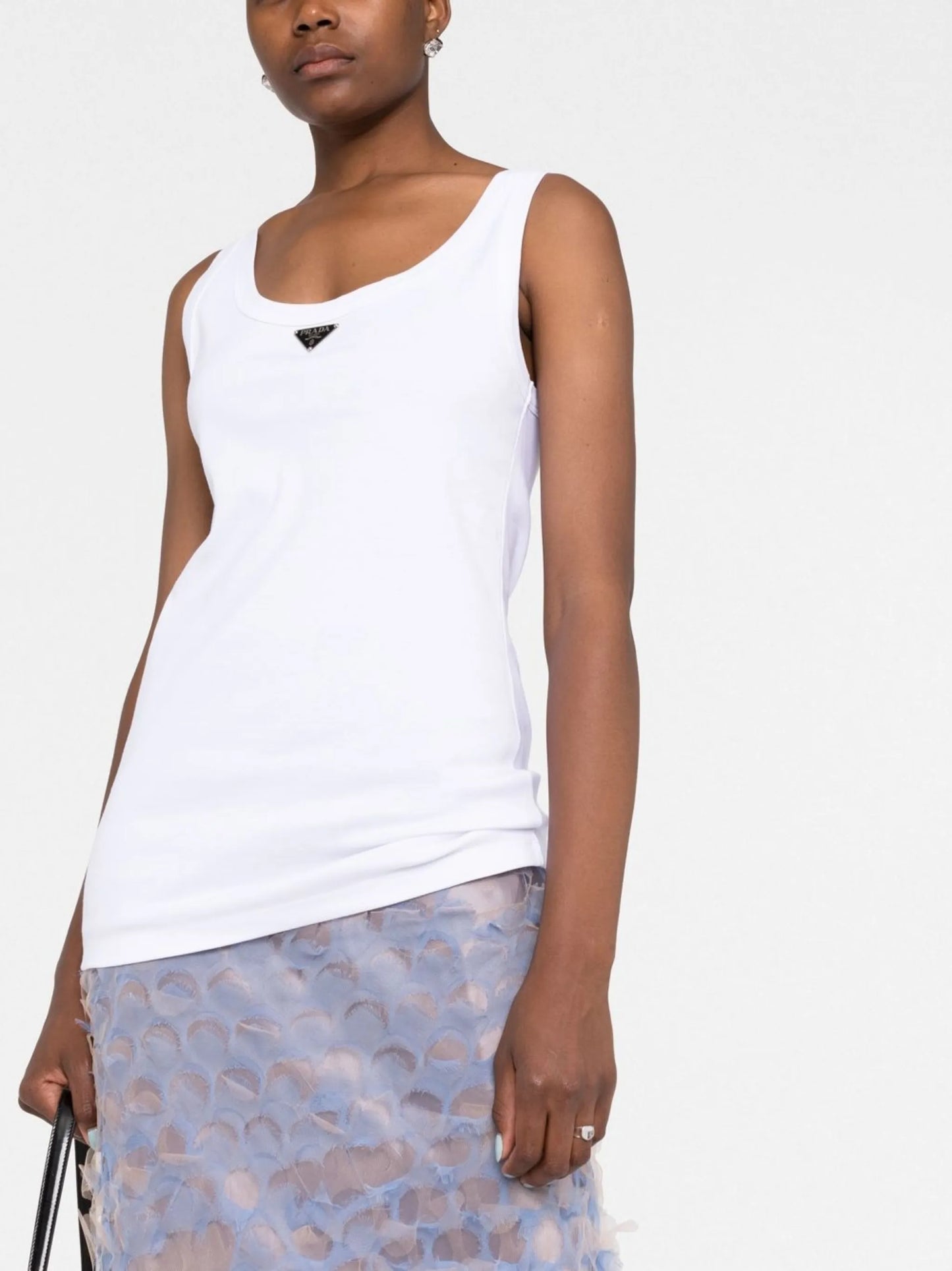 Prada ribbed-knit jersey tank top white