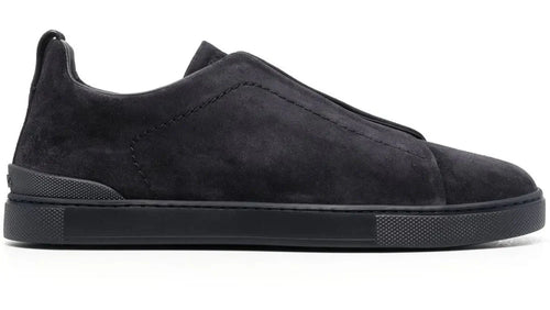Zegna Pewter Grey Suede Triple Stitch Sneakers Premium Suede Sneakers UAE