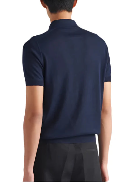 Prada Superfine Wool Polo Shirt "Navy Blue" Premium Polo Shirt UAE
