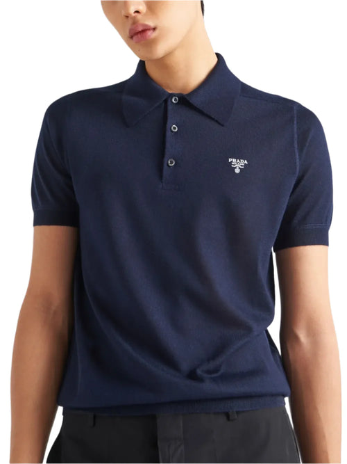 Prada Superfine Wool Polo Shirt "Navy Blue" Premium Polo Shirt UAE