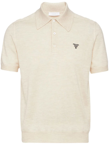 Prada Superfine Wool Polo Shirt "Beige" Luxury Knit Polo UAE