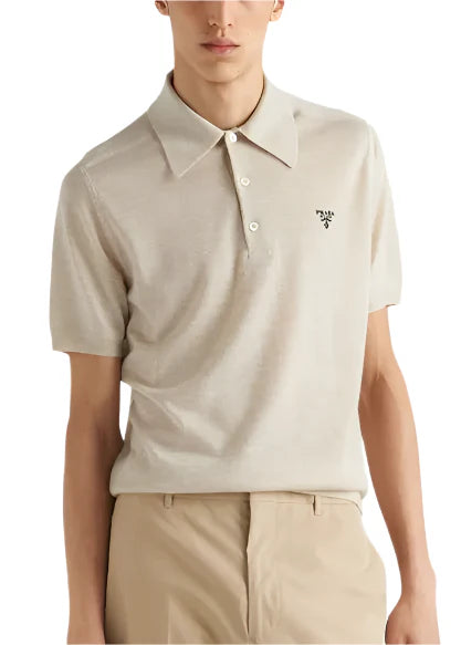 Prada Superfine Wool Polo Shirt "Beige" Luxury Knit Polo UAE