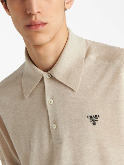 Prada Superfine Wool Polo Shirt "Beige" Luxury Knit Polo UAE