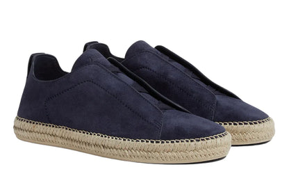 Zegna Suede Triple Stitch Espadrilles "Dark Blue" Summer Espadrilles UAE