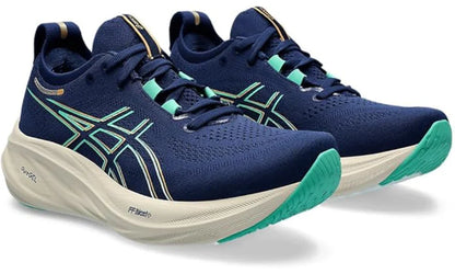 Asics Gel Nimbus 26 Wide "French Blue Electric Lime" Wide Fit Running Shoes UAE