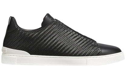 Zegna Pelletessuta Leather Triple Stitch Sneakers Woven Leather Sneakers UAE