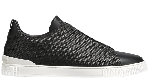 Zegna Pelletessuta Leather Triple Stitch Sneakers Woven Leather Sneakers UAE
