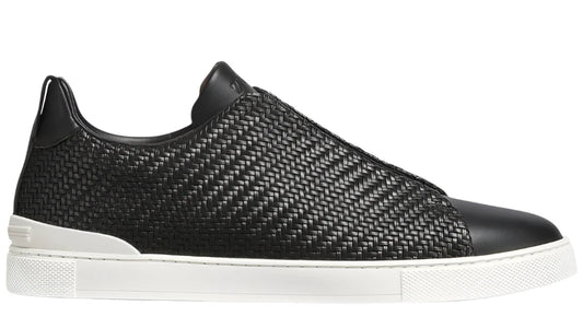 Zegna Pelletessuta Leather Triple Stitch Sneakers Woven Leather Sneakers UAE