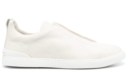 Zegna Triple Stitch Leather Sneakers "White" Premium White Sneakers UAE
