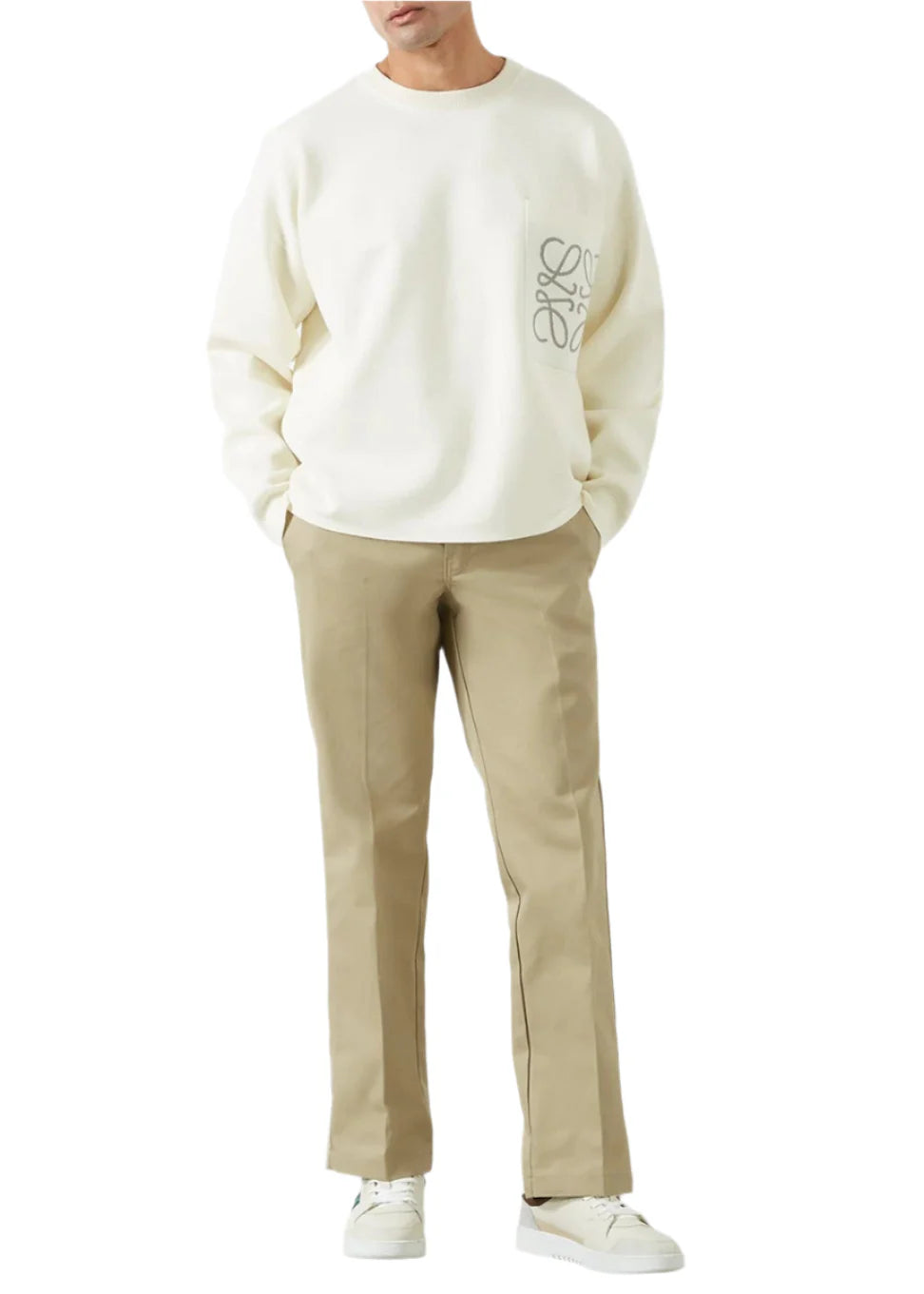 LOEWE Intarsia Logo Sweater "White" Luxury Knitwear UAE