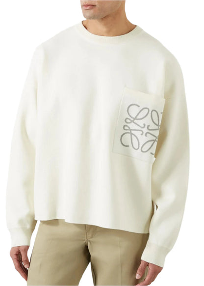 LOEWE Intarsia Logo Sweater "White" Luxury Knitwear UAE