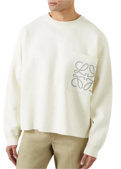LOEWE Intarsia Logo Sweater "White" Luxury Knitwear UAE