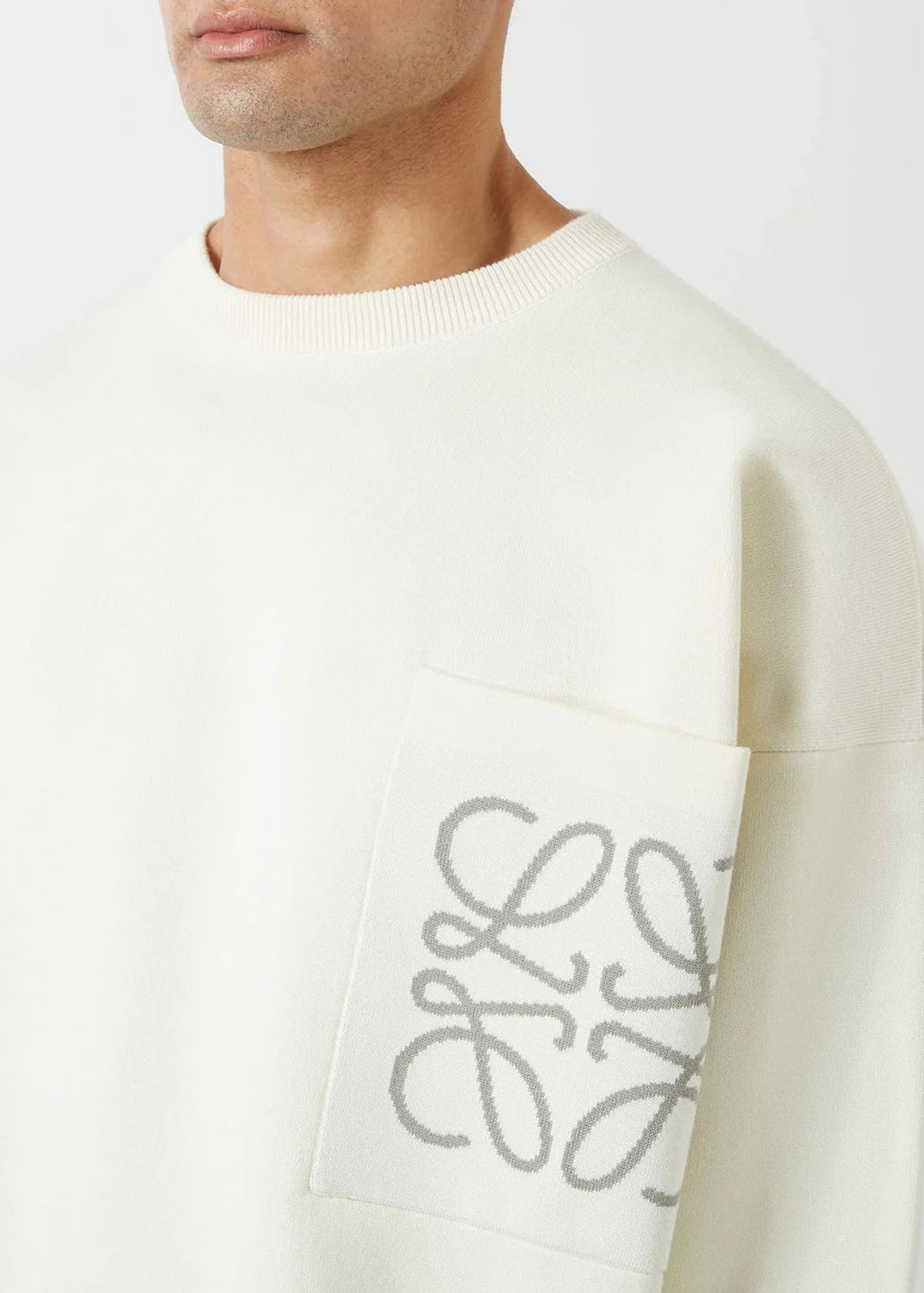 LOEWE Intarsia Logo Sweater "White" Luxury Knitwear UAE