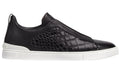 Zegna Crocodile Leather Triple Stitch "Black White" Contrast Leather Sneakers UAE