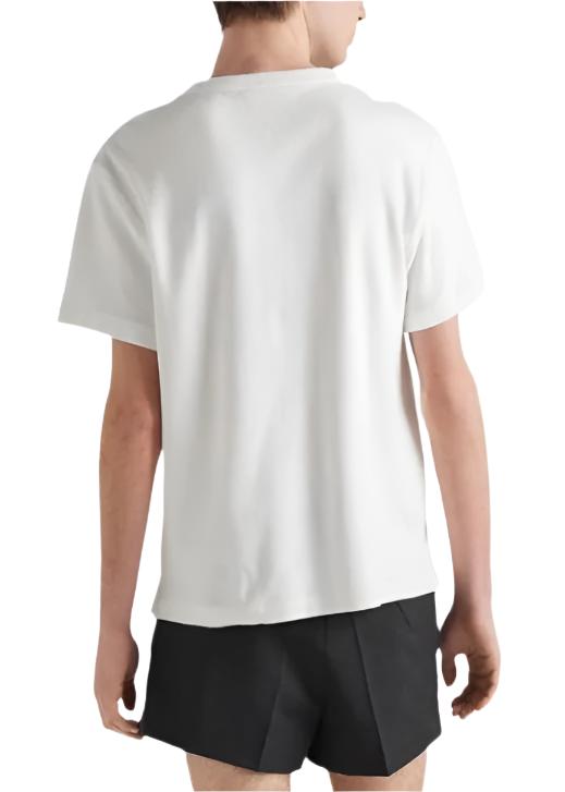 Prada Triangle-Logo Terry T-Shirt Designer Logo Tee UAE