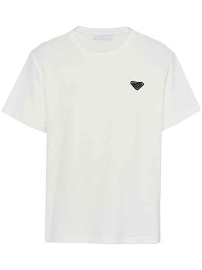 Prada Triangle-Logo Terry T-Shirt Designer Logo Tee UAE