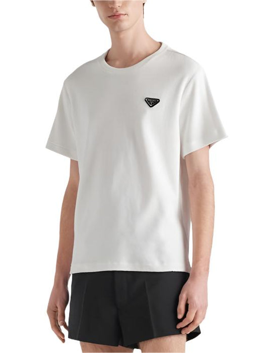 Prada Triangle-Logo Terry T-Shirt Designer Logo Tee UAE